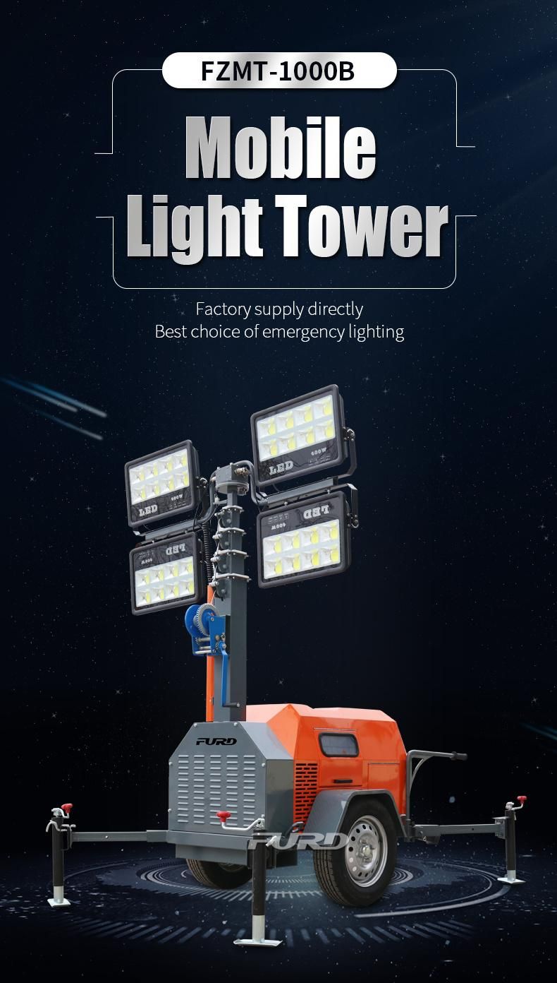 Mining 7m Vertical Hydraulic Mast LED Diesel Portable Light Towers Fzmtc-1000b