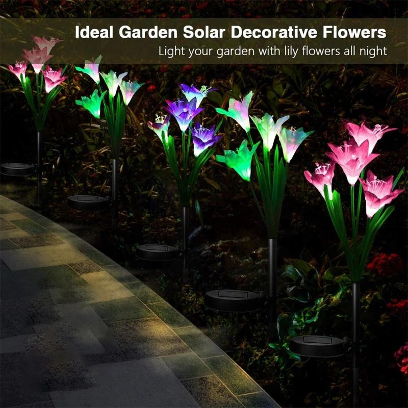 Garden Decoration LED Solar Lily Colorful Lights Solar Flower Landscape Courtyard Lawn Lamp