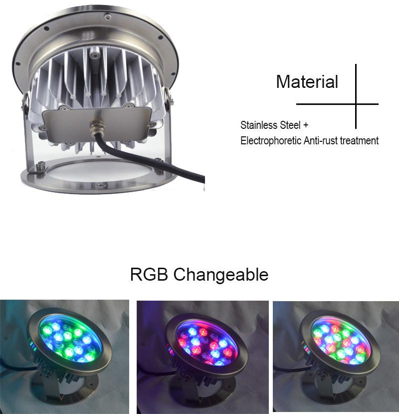 High Quality Project 24W 36W RGB Remote AC DC12V Under Water LED Lights Use for Garden Fountains Falls