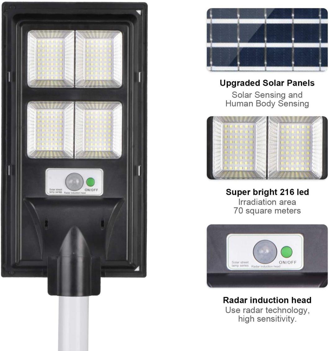 Solar Street Light LED Outdoor Lights Dusk to Dawn, Solar Powered, Remote Control + Motion Sensor, Waterproof, Perfect for Yard, Patio, Garden, Street, Basketba