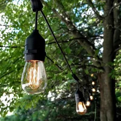 Energy-Saving 4 Light Mode Vintage Edison Bulbs Warm White Solar String Lights for Christmas Wedding Party