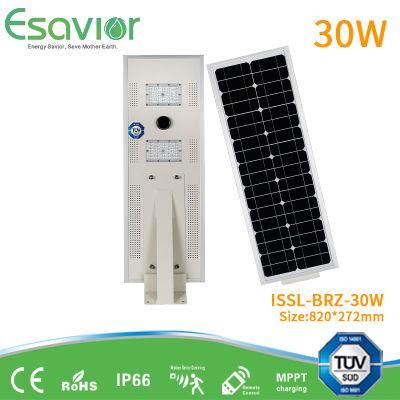 LED 30W Integrated All in One LED Solar Street/Garden/Wall Lamp 3000 Lumens Solar Powered Outdoor Light Esavior