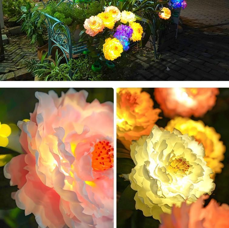 Brilliant-Dragon Wedding Party Garden Patio Yard Solar Power Peony Flower Decoration Light