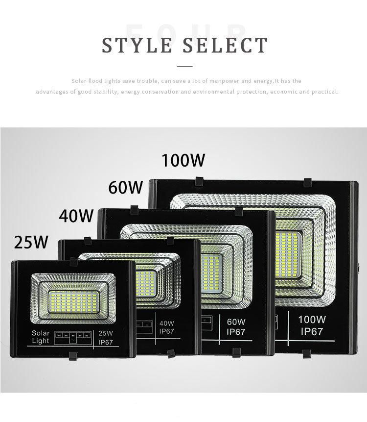 Outdoor Waterproof 25W 40W 60W 100W 200W 300W LED Solar Flood Light