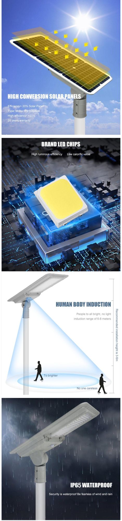 High Quality Solar Street Lamps with Pole for Government Project