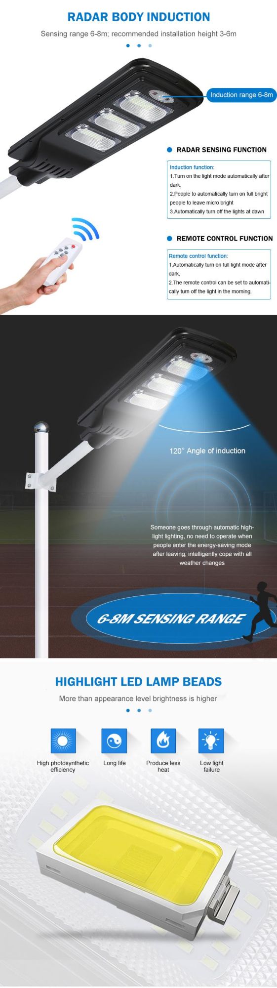 LED Street Light Manufacturer Waterproof 20W 40W 60W 80W All in One Garden Solar Lamp