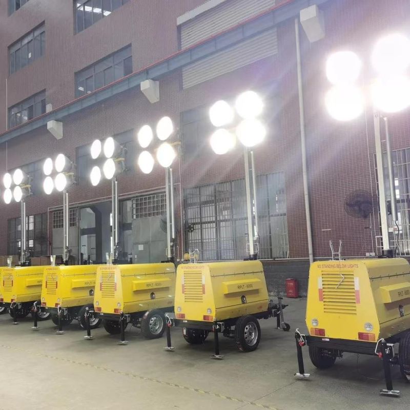 Solar Trailer LED Mobile Lighting Tower for Outdoor Construction