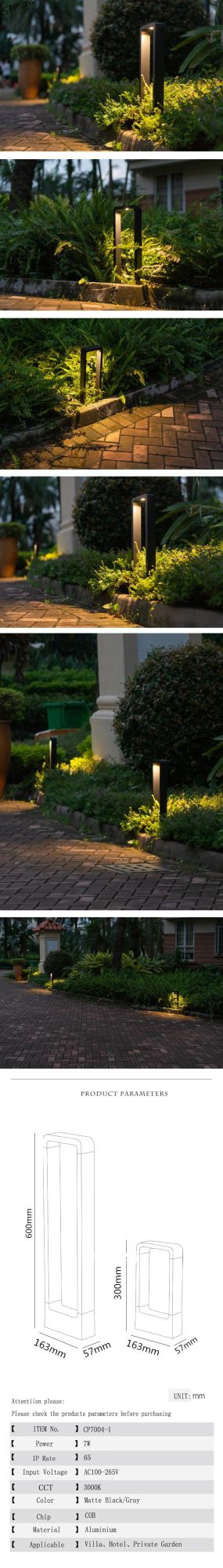 7W Super Bright Light Lamp Post Victorian Lamp LED Garden Bollard Light