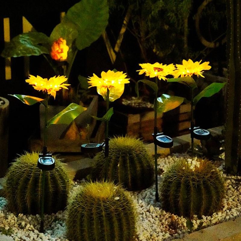 Solar Waterproof Flowers Landscape Decorative Sunflower Lamps Solar LED Garden Sunflower Stake Lights Outdoor