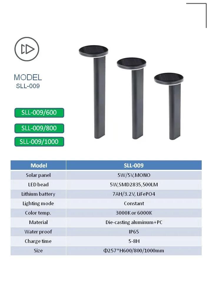 High Quality 5watt Solar Lawn Lamp Waterproof IP65 Outdoor LED Solar Garden Light