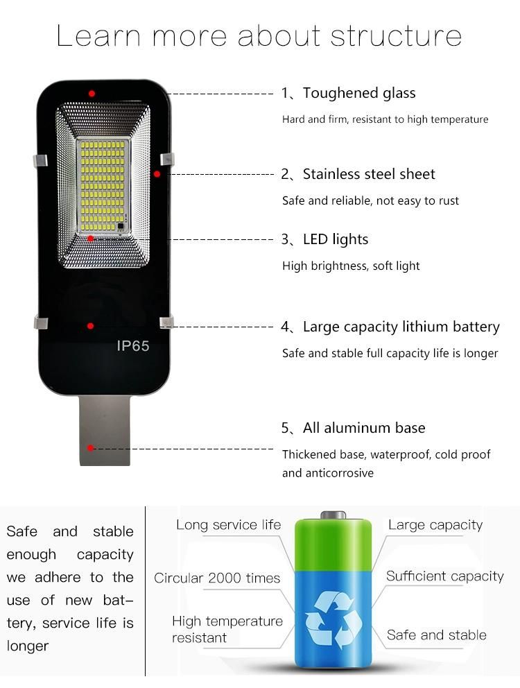 Outdoor 200W 300W LED Solar Street Light IP65 Waterproof Solar Powered Street Lights with Remote