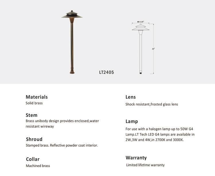 Latest Premium Die-Cast Brass Path Light Stand for G4 Garden Project