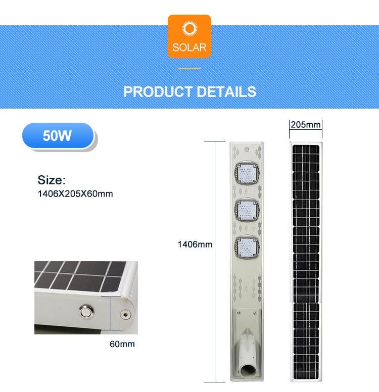 70W Mono Solar Panel 50W Integrated Solar LED Street Light