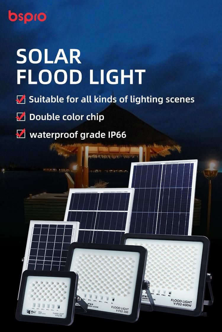 Bspro 3000K and 6500K Adjustable High Brightness Rechargeable LED Solar Flood Light