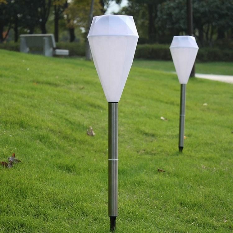 Solar Stake Lamp White Solar Powered Rechargeable LED Plastic Garden Lawn Light Solar Path Light