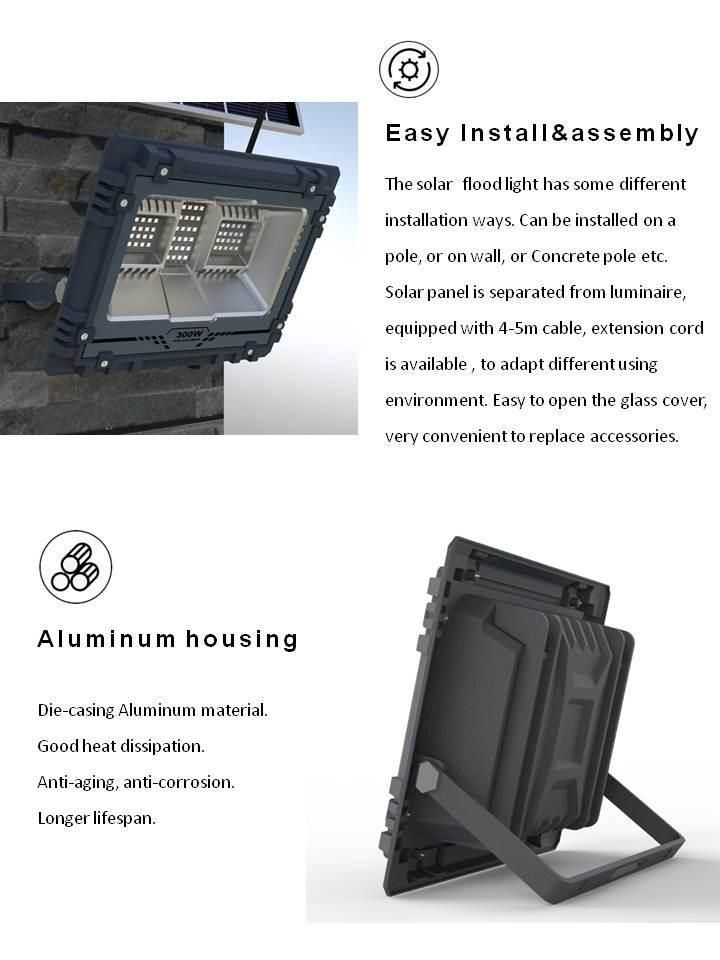 Newsky Power High Lumen Weatherproof Diecasting Aluminum Mj-Aw800 Solar Floodlight for Commercial Lighting