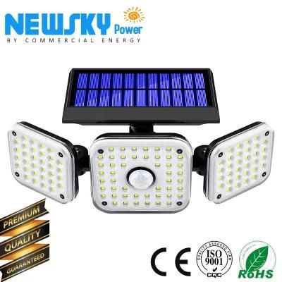 Outdoor Solar Luminaire Integrated ABS 3 Heads LED Solar Wall Light for Public Area Street Road Garden Park