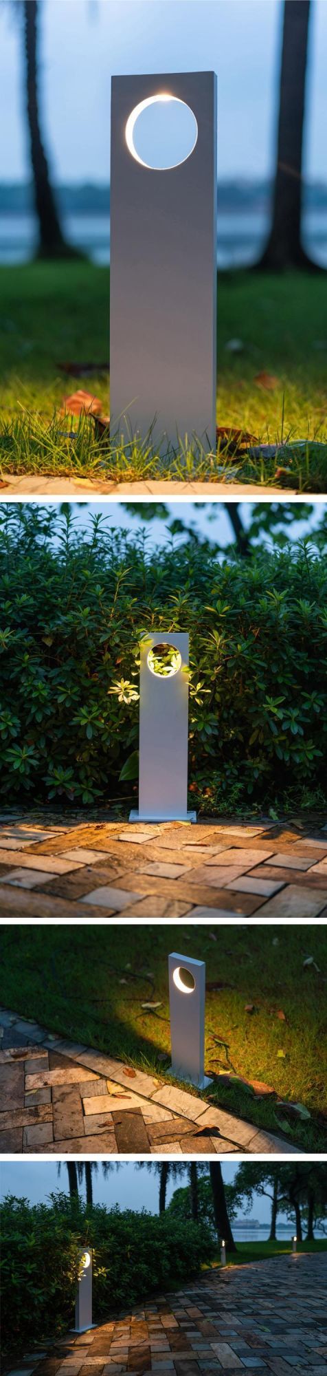 Sand White Aluminum Body 7W Modern Lawn Bollard Light LED