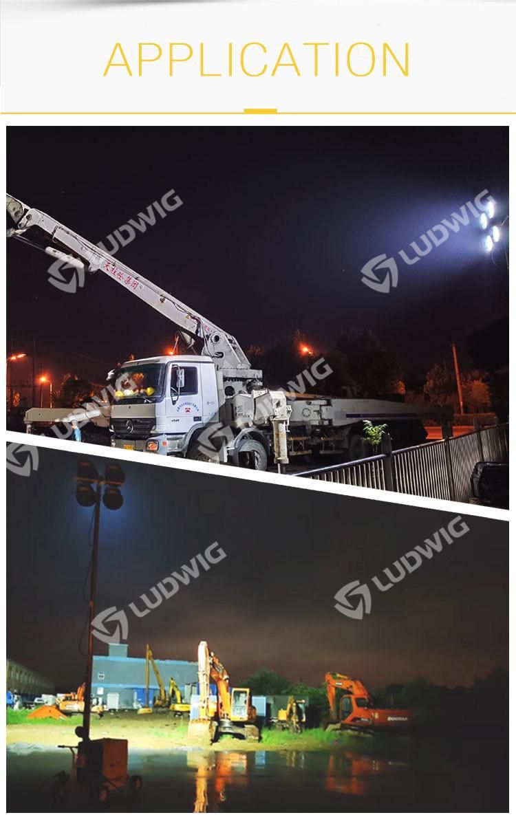 Portable Mobile Light Tower with Diesel Generator 4*300W LED