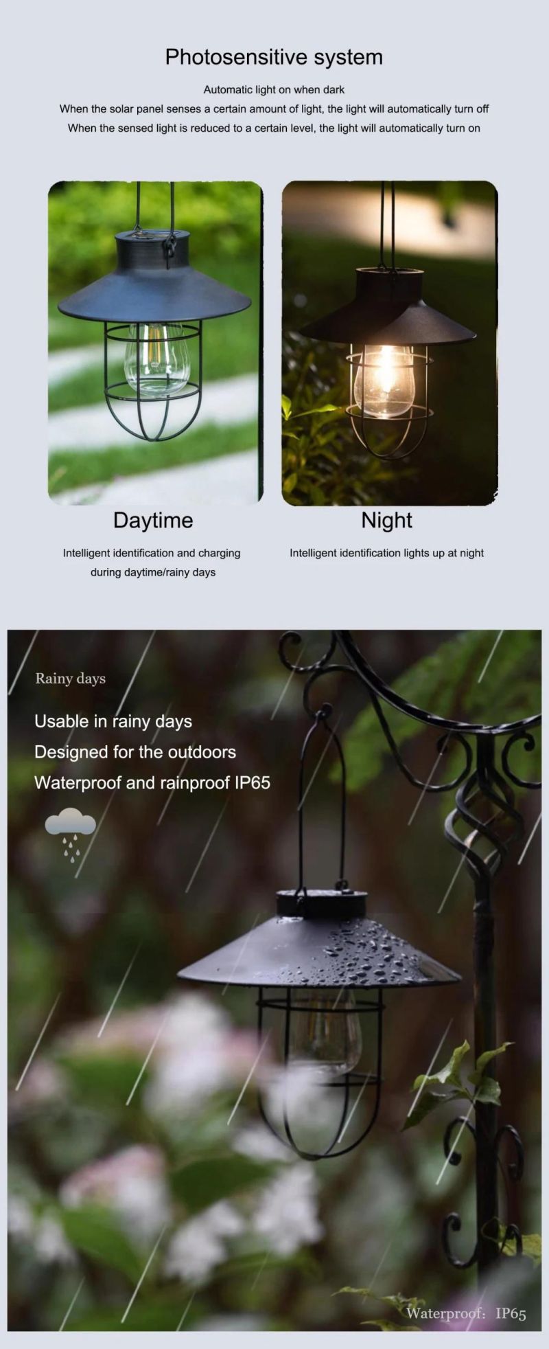 LED Solar Hanging Light Retro Night Light Outdoor Waterproof Villa Garden Light