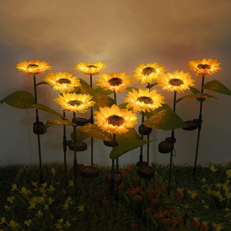 Solar Waterproof Flowers Landscape Decorative Sunflower Lamps Solar LED Garden Sunflower Stake Lights Outdoor