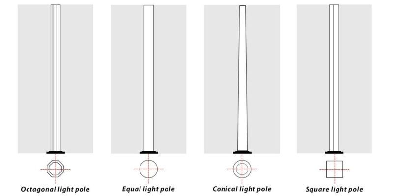 3mm 4mm 5mm Q235 Hot DIP Galvanized Street Light Poles 3m~12m Factory Customize