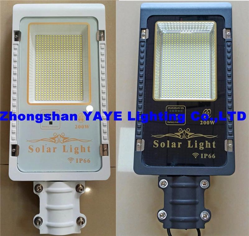 Yaye 18 Hot Sell Waterproof SMD 200W/300W LED Outdoor Solar Street/Road/Garden Light with Panel and Lithium Battery