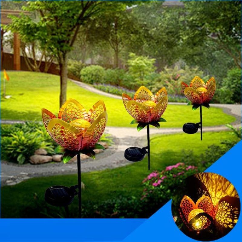 Iron Flower Garden Outdoor Landscape Lawn Lamp Garden Decoration Solar Flower Lawn Light Plug-in for Garden Landscape Wyz18467