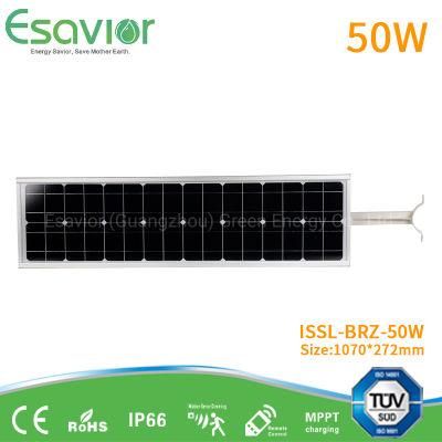 50W Solar LED/Solar Street/LED Solar Street/Integrated Solar Street/All in One Solar Street Lamp/Light 40W/50W/60W/80W/100W/120W/200W