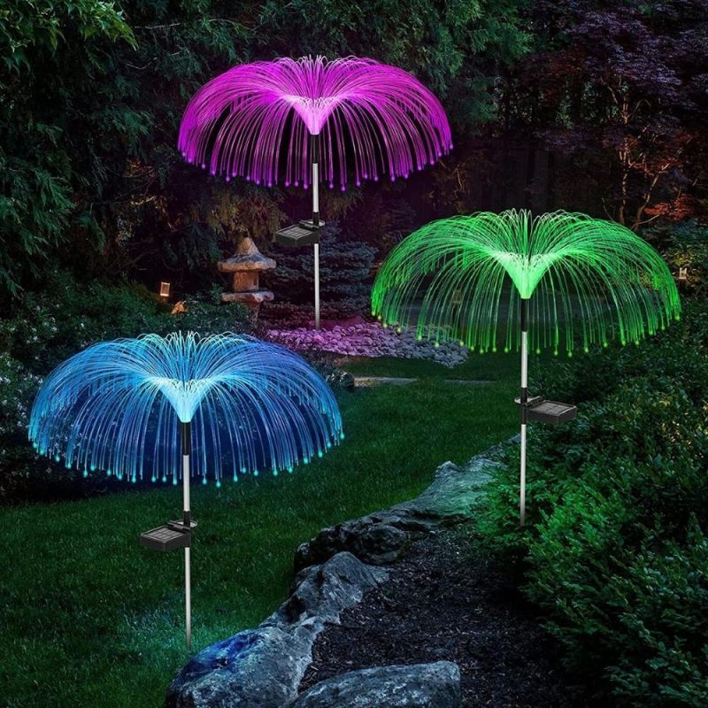 Jellyfish Lamp Color Changing Solar LED Outdoor Jellyfish Fiber Optic Garden Floor Lawn Pathway Street Lighting Dé Cor Wyz20504