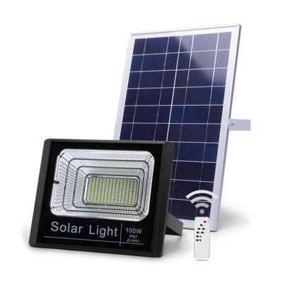 Outdoor Security LED Lamp IP65 Waterproof Jd Model 100W Solar Flood Light with Remote Control