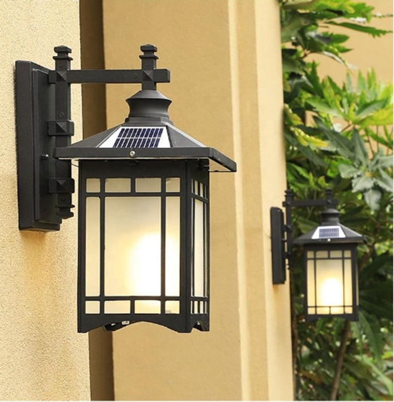 Wall Lights Outdoor Solar Pillar Lamp Outdoor Garden Villa Exterior Waterproof Courtyard Wall Fence Wall Post Lamp Gate Light