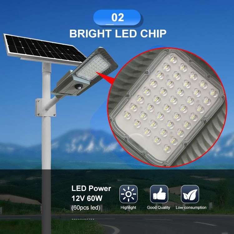 Newest Separate Type 150-160lm/W 3030 LED Chips Solar Street Light