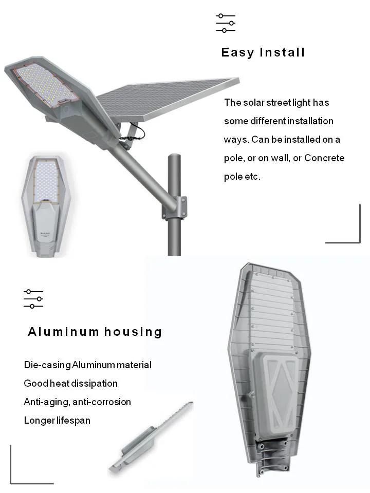 Mj-Xj801 Outdoor 100W 200W 300W 400W Aluminum Solar Street Light for Public Area Road Wall Garden Park