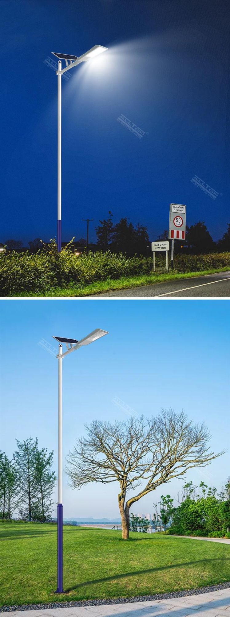 Alltop New Product Aluminum Waterproof IP65 Street Light 100 200 W Outdoor Split LED Solar Power Streetlight