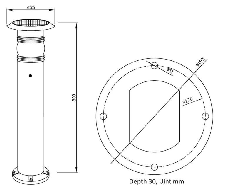 Solar Lighting for Garden LED Bollard with LiFePO4 Lithium Battery