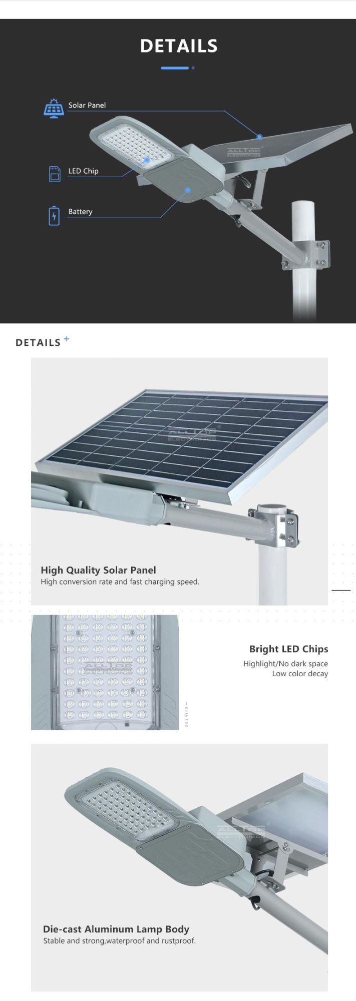 Alltop Hot Products Solar Charging IP65 Waterproof 30 60 Watt LED Solar Street Lamp