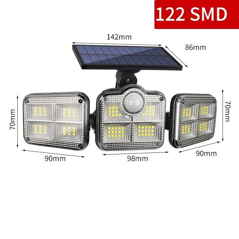 Solor Power Outdoor Waterproof Security Lamps, 3 Head Garden Wall Spot Light LED, High Brightness LED Garden Outdoor Lights