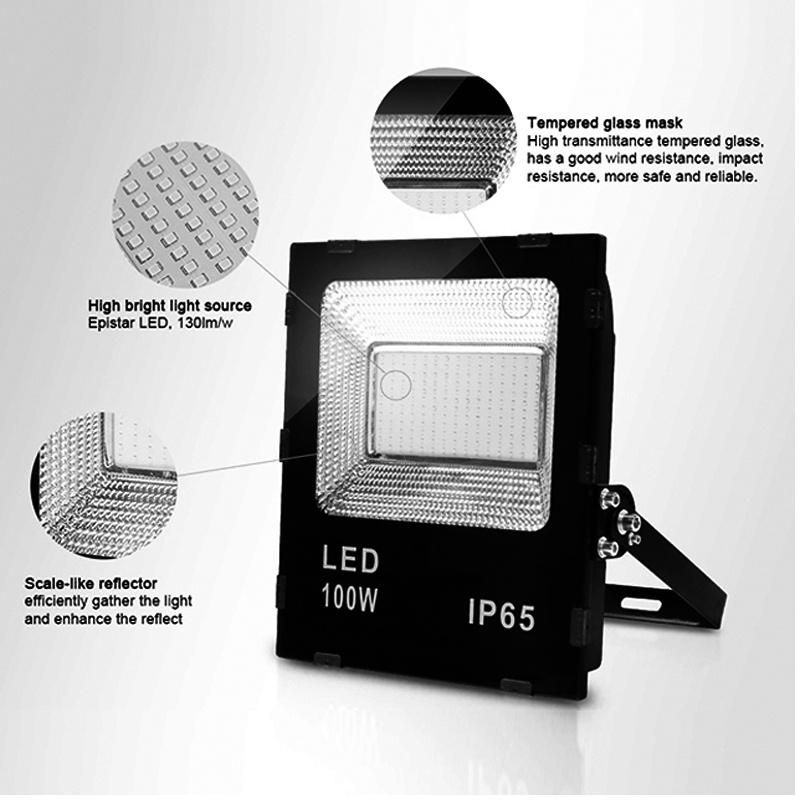 LED Lighting Outdoor Lights Aluminum IP66 Waterproof 10W 20W 30W 50W 100W 150W 200W RGB Floodlight Solar Soptlight LED Floodlight