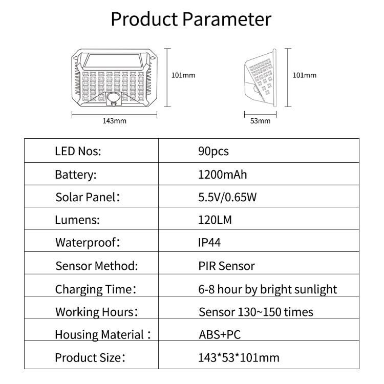 Outdoor Porch Garden Energy Saving Waterproof Solar Exterior LED Sensor Wall Security Deck Light