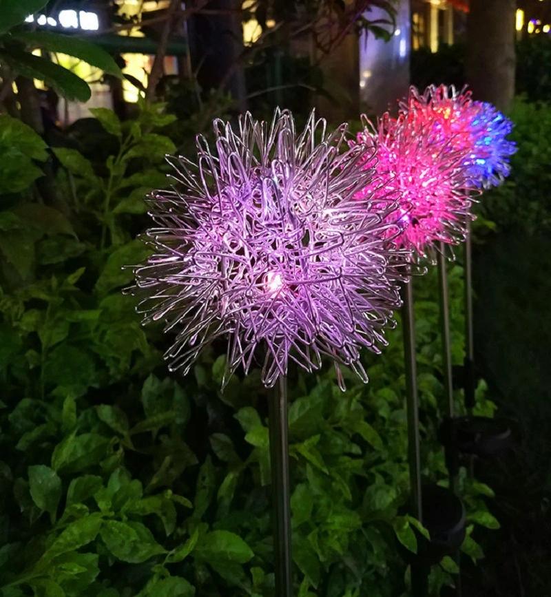 LED Ball Dandelion Flower Stake Light Solar Energy Rechargeable for Outdoor Garden Patio Pathway Porch Backyard Wyz16592