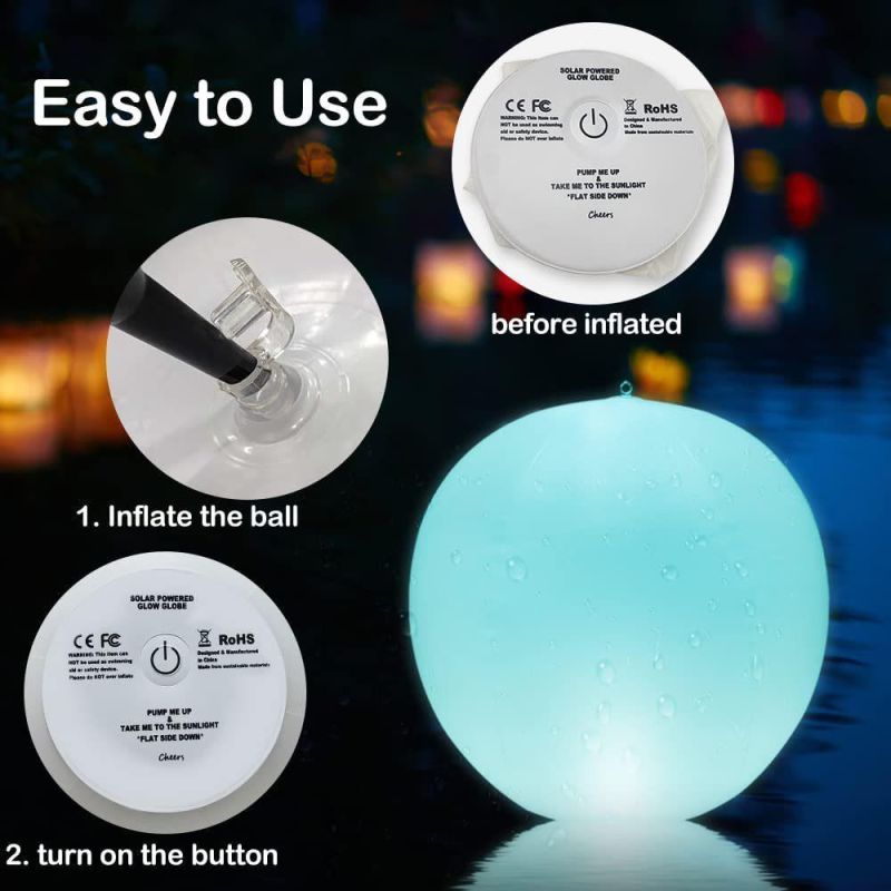 Inflatable Waterproof LED Solar Glow Floating Ball Light for Beach Party Garden Swimming Pool Decoration