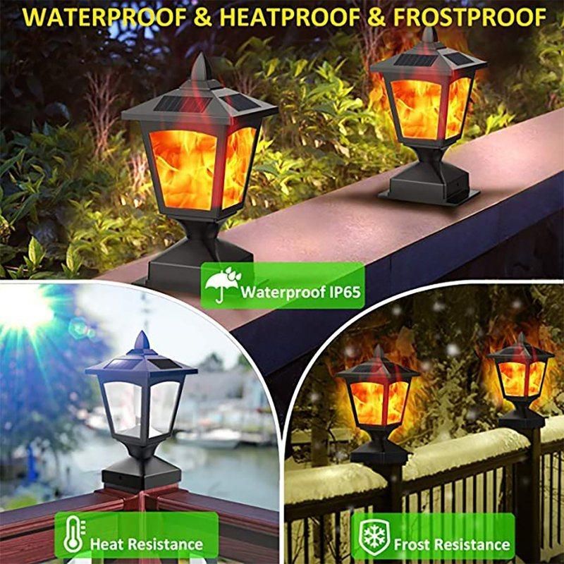 IP66 Waterproof Outdoor Torch Light Wall Metal Lamp Lantern Hanging Decorative Solar Flame Light