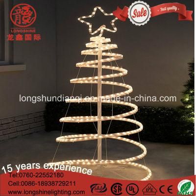 LED Flashing Decorative 3D Spiral Rope Christmas Tree Light for Outdoor Garden Decoration