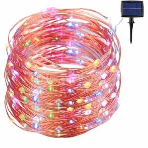 Outdoor Colorful 100 LED Solar Copper String Christmas Light Decoration Light for Garden Landscape Festival