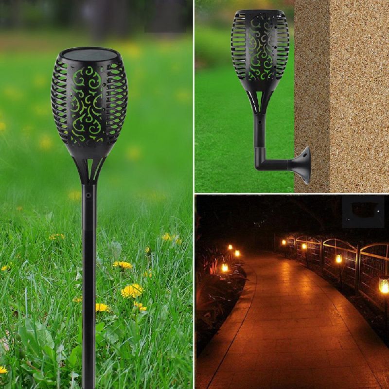 Garden LED Solar Flickering Flame Stake Torch Light Outdoor Lawn Art Decor Solar Lamp Decoration Wyz17320