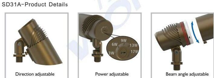 LED Uplight with Power (3W/6W/9W/13W/17) and Beam Angle (15Deg/24deg/38deg/60deg) Adjustable