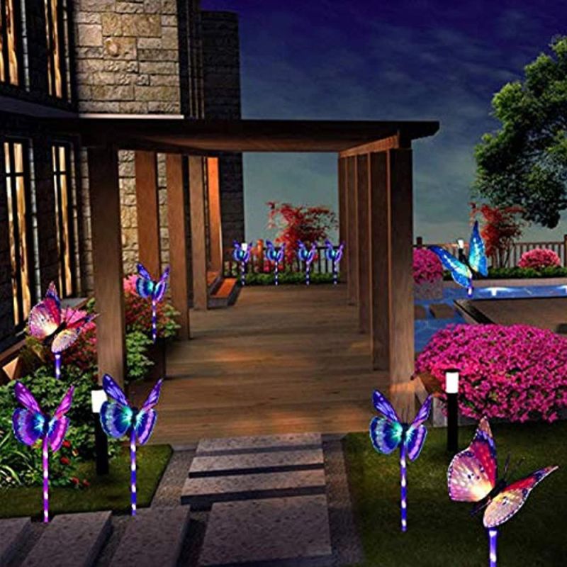 Butterfly Color Changing Stake Lights Water Resistance Solar Lights for Garden Lawn Yard Patio Outdoor Esg15238