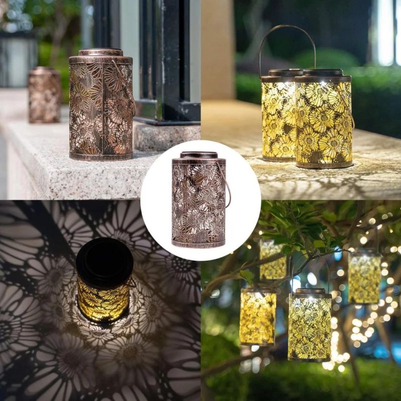 Magic Solar Lanterns Outdoor Hanging - Garden Solar Lights Metal Outdoor Lantern 2 Pack Decorative Garden Table Lights Solar Powered 2 Pack for Porch, Patio