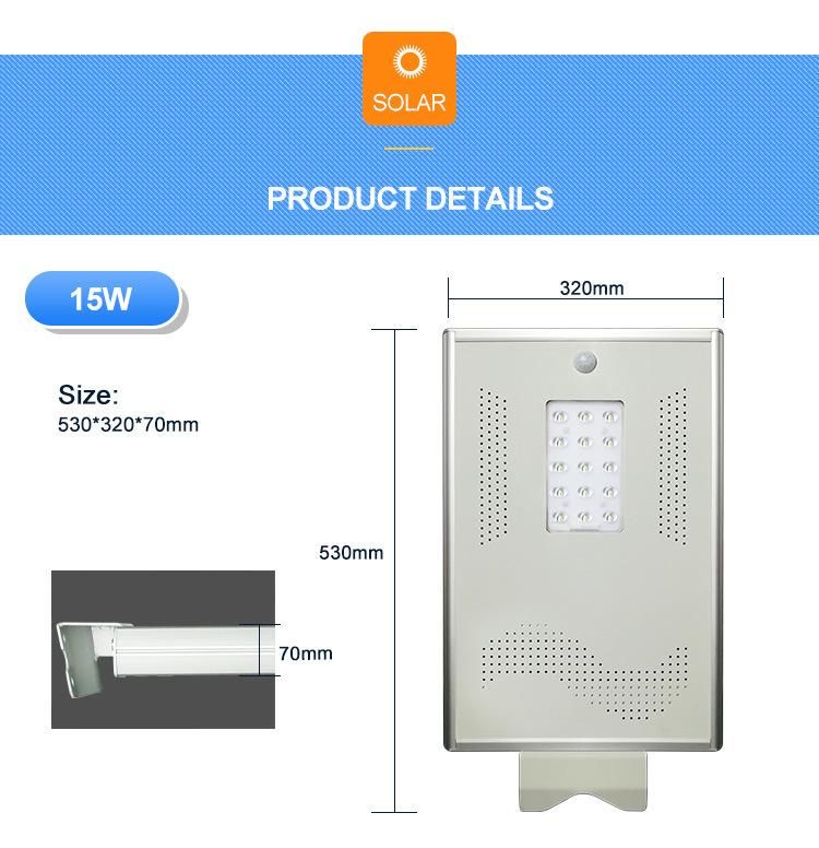 12.8V 9ah LiFePO4 Battery 15W Waterproof Solar LED Street Light